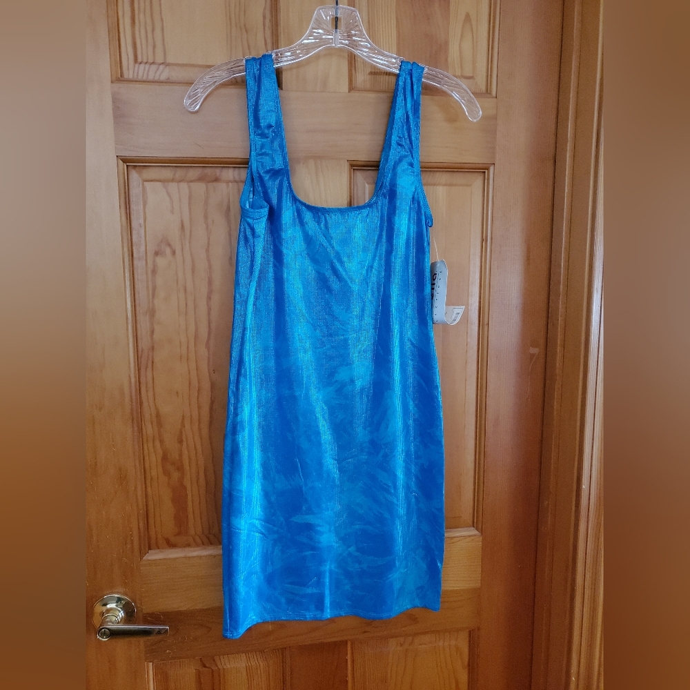 Women"s Tight Bodycon Mini Dress. Blue Lagoon. Size Large